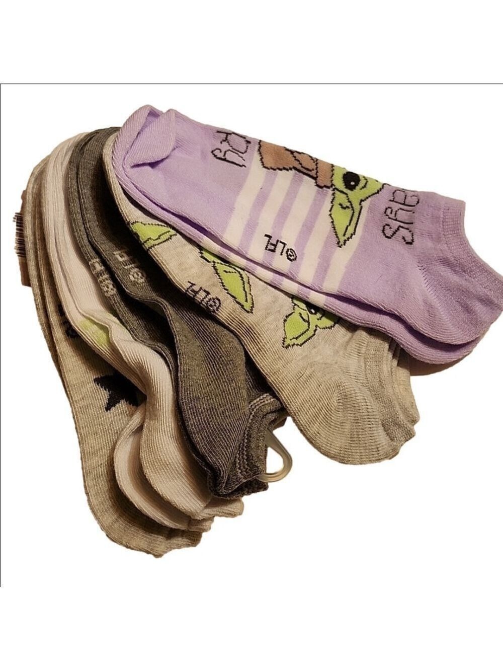 Star Wars Mandalorian No Show Socks 5 Pairs Included Size Large Shoe Size 4 10